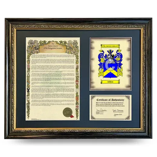 Arbon Framed Surname History and Coat of Arms- Heirloom