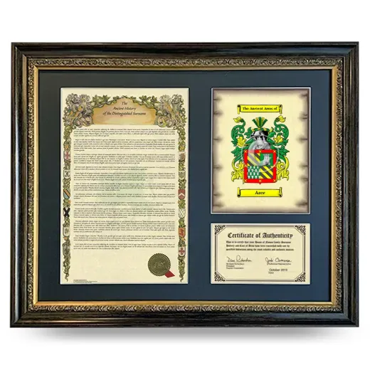 Arce Framed Surname History and Coat of Arms- Heirloom