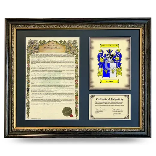 Arscott Framed Surname History and Coat of Arms- Heirloom