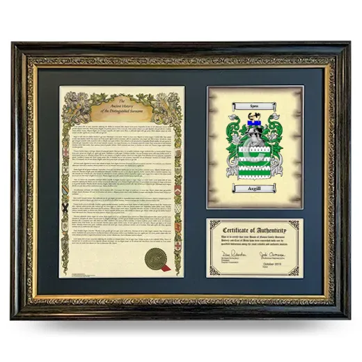 Asgill Framed Surname History and Coat of Arms- Heirloom