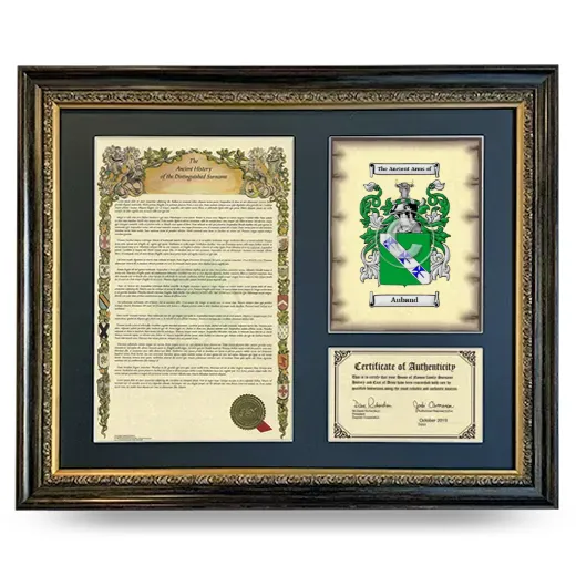 Auband Framed Surname History and Coat of Arms- Heirloom