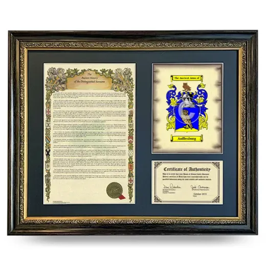 Auffenburg Framed Surname History and Coat of Arms- Heirloom