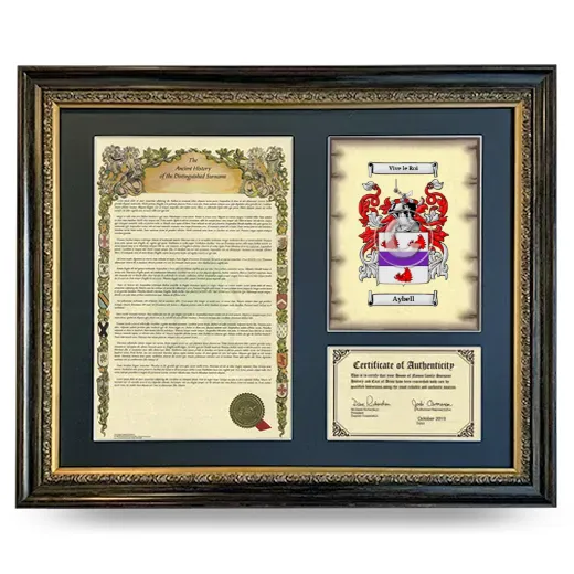 Aybell Framed Surname History and Coat of Arms- Heirloom