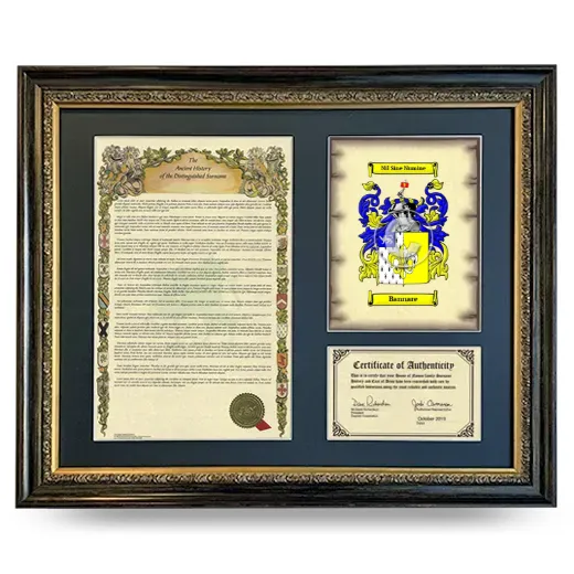 Bannare Framed Surname History and Coat of Arms- Heirloom