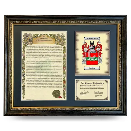 Barfuss Framed Surname History and Coat of Arms- Heirloom