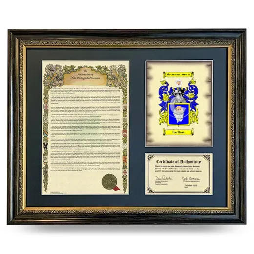 Barthas Framed Surname History and Coat of Arms- Heirloom