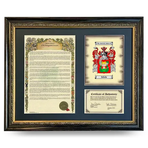 Bebele Framed Surname History and Coat of Arms- Heirloom