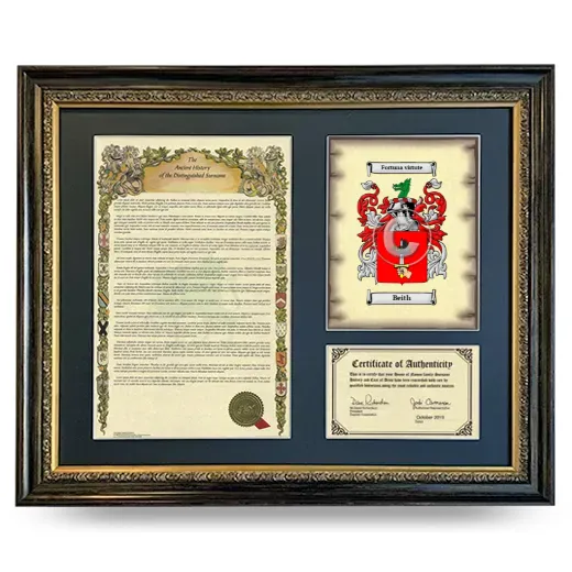 Beith Framed Surname History and Coat of Arms- Heirloom
