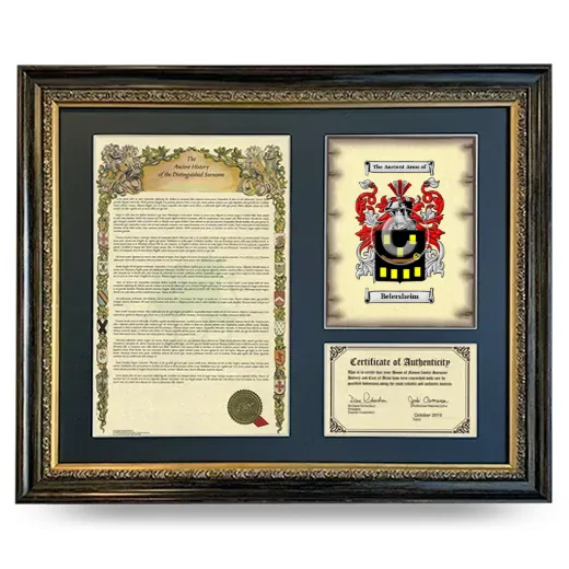 Belersheim Framed Surname History and Coat of Arms- Heirloom