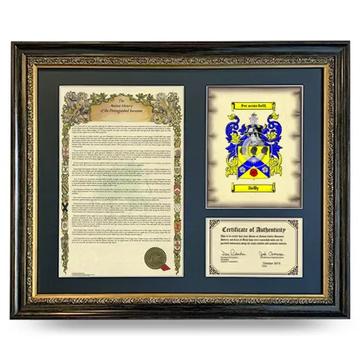 Belly Framed Surname History and Coat of Arms- Heirloom