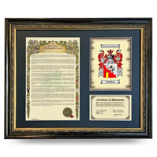 Bernberg Framed Surname History and Coat of Arms- Heirloom