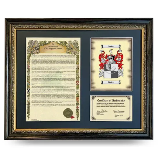 Binks Framed Surname History and Coat of Arms- Heirloom