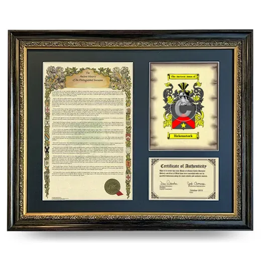 Birkenstock Framed Surname History and Coat of Arms- Heirloom