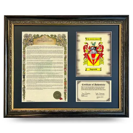 Bogearde Framed Surname History and Coat of Arms- Heirloom