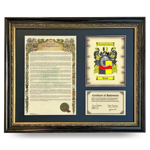 Boran Framed Surname History and Coat of Arms- Heirloom