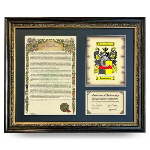 Bornemann Framed Surname History and Coat of Arms- Heirloom