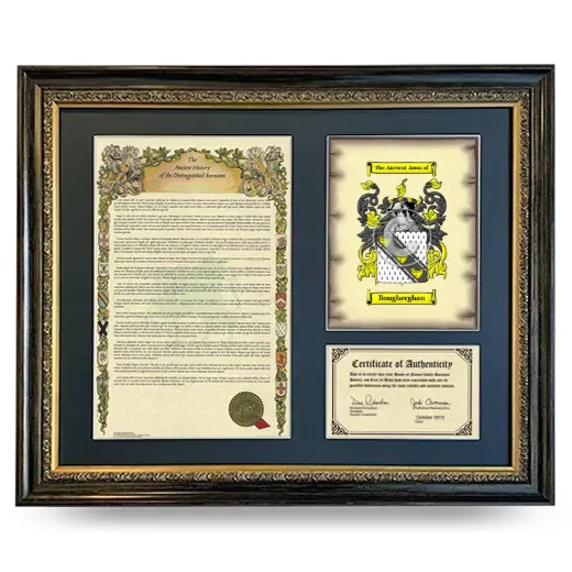 Bougherghan Framed Surname History and Coat of Arms- Heirloom