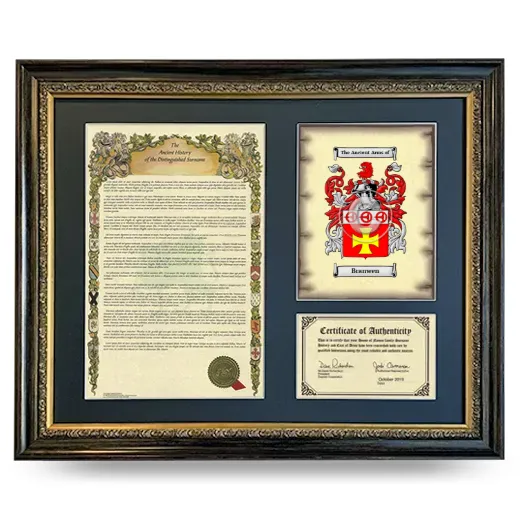 Branwen Framed Surname History and Coat of Arms- Heirloom
