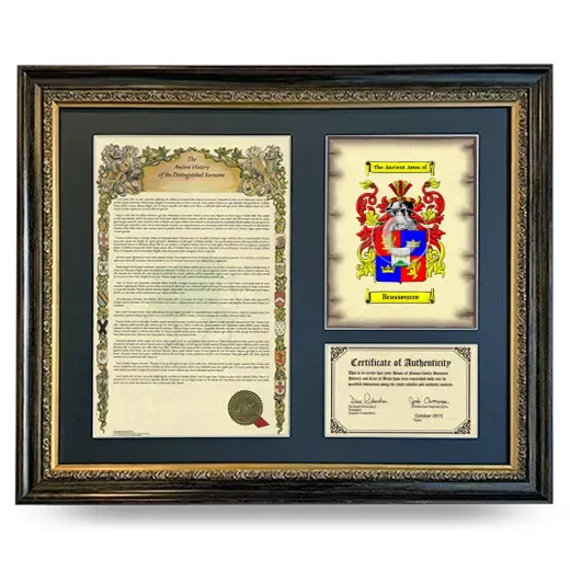 Brasseurre Framed Surname History and Coat of Arms- Heirloom
