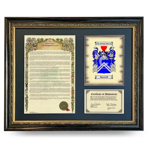 Braswell Framed Surname History and Coat of Arms- Heirloom