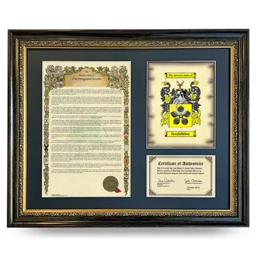 Braylsfithey Framed Surname History and Coat of Arms- Heirloom