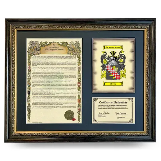Breck Framed Surname History and Coat of Arms- Heirloom