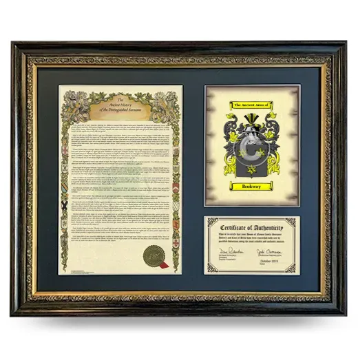 Brokway Framed Surname History and Coat of Arms- Heirloom