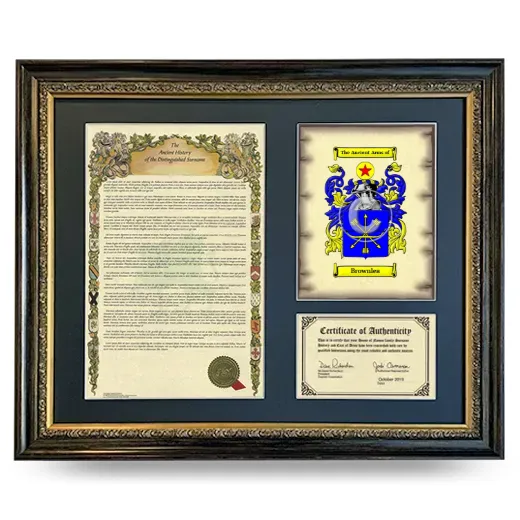 Brownlea Framed Surname History and Coat of Arms- Heirloom