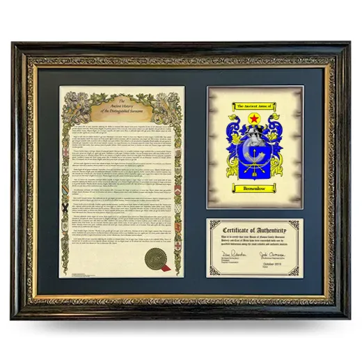 Brownlow Framed Surname History and Coat of Arms- Heirloom