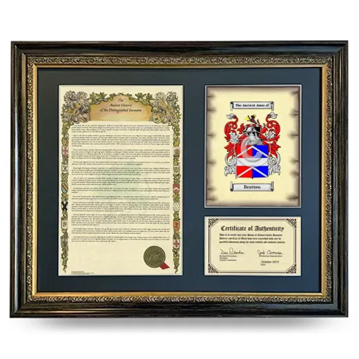 Brutten Framed Surname History and Coat of Arms- Heirloom