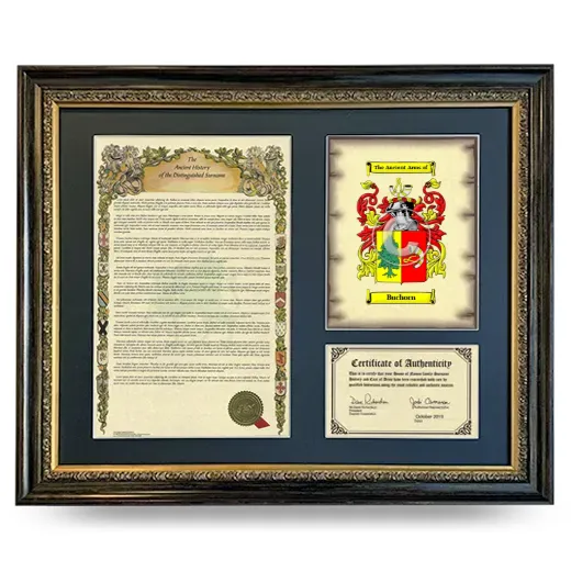 Buchorn Framed Surname History and Coat of Arms- Heirloom