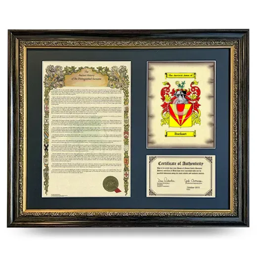 Buckart Framed Surname History and Coat of Arms- Heirloom