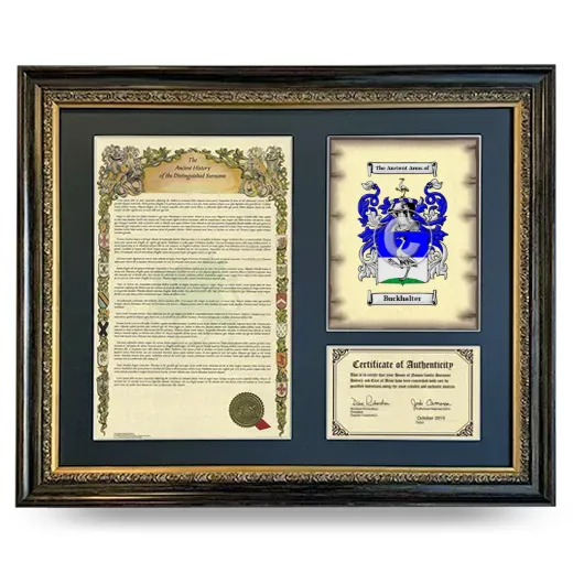 Buckhalter Framed Surname History and Coat of Arms- Heirloom