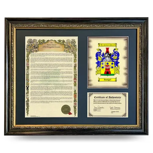 Buergel Framed Surname History and Coat of Arms- Heirloom