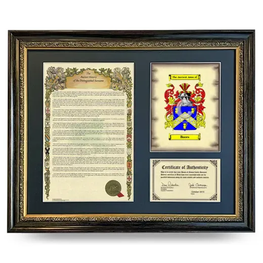 Bures Framed Surname History and Coat of Arms- Heirloom