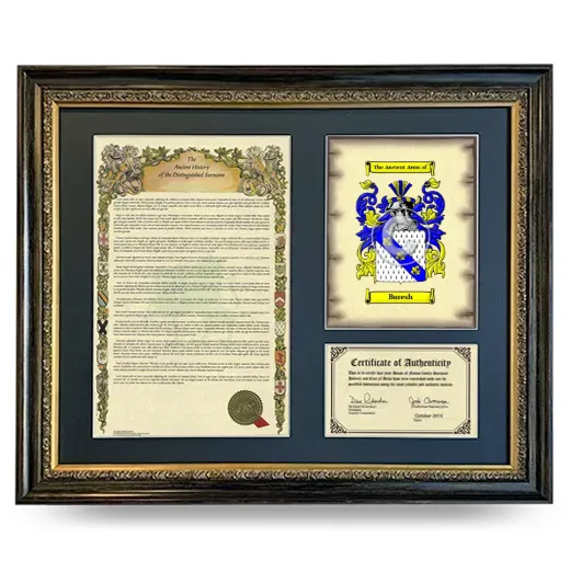 Buresh Framed Surname History and Coat of Arms- Heirloom