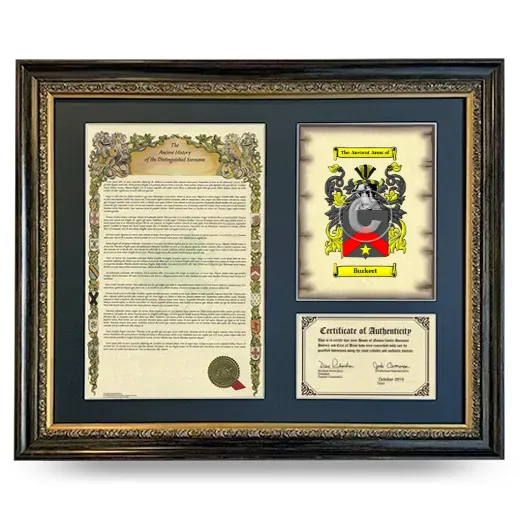 Burkert Framed Surname History and Coat of Arms- Heirloom