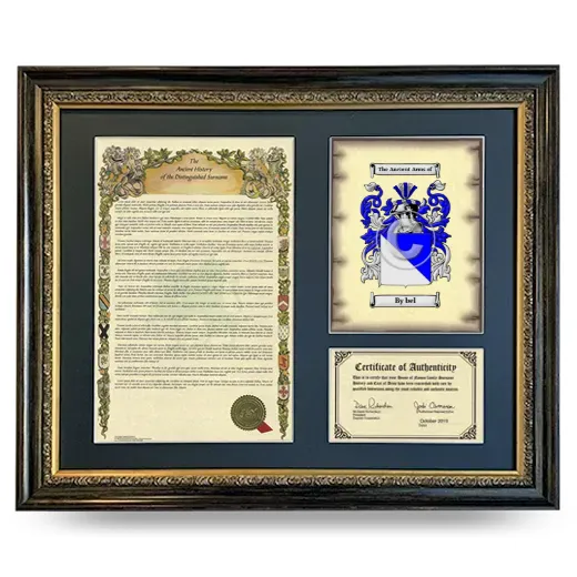 By bel Framed Surname History and Coat of Arms- Heirloom