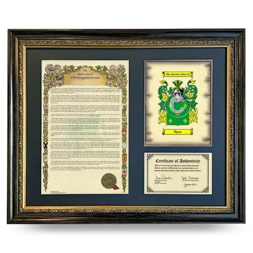 Byan Framed Surname History and Coat of Arms- Heirloom