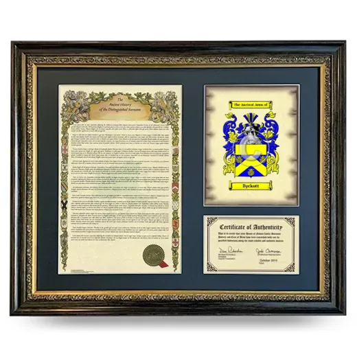 Byckott Framed Surname History and Coat of Arms- Heirloom