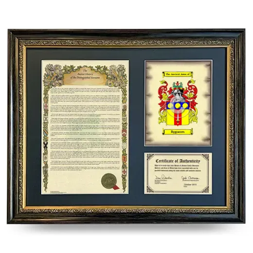 Bygraves Framed Surname History and Coat of Arms- Heirloom