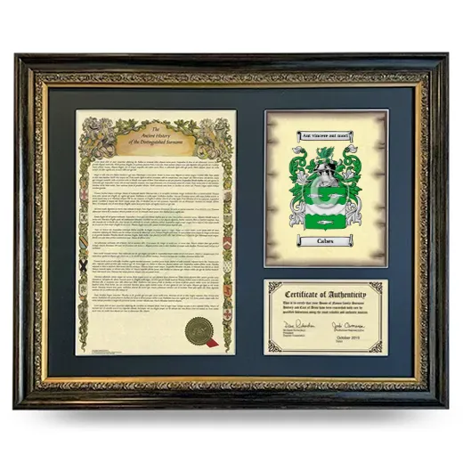 Cabes Framed Surname History and Coat of Arms- Heirloom