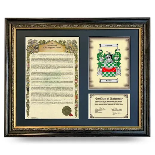 Cable Framed Surname History and Coat of Arms- Heirloom