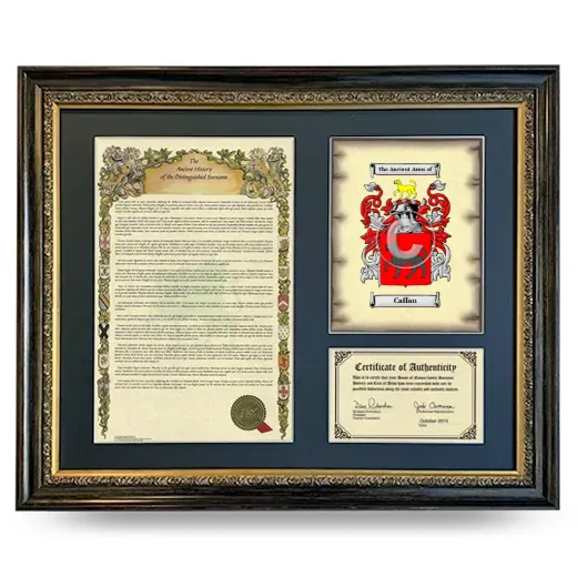 Caffan Framed Surname History and Coat of Arms- Heirloom