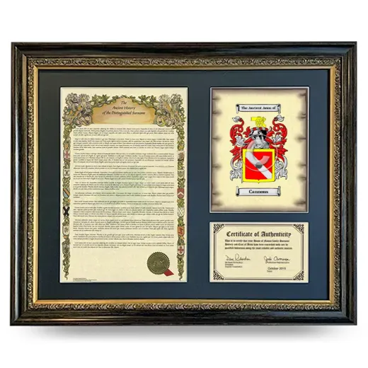 Cannons Framed Surname History and Coat of Arms- Heirloom