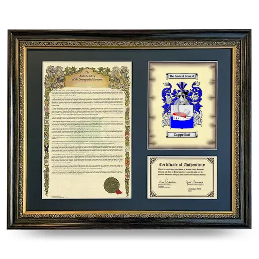 Cappelluti Framed Surname History and Coat of Arms- Heirloom