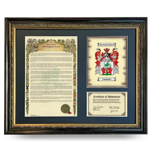 Casarotti Framed Surname History and Coat of Arms- Heirloom