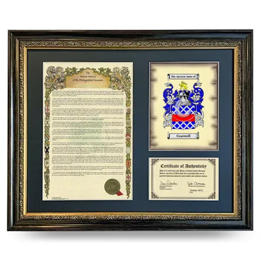 Casewell Framed Surname History and Coat of Arms- Heirloom