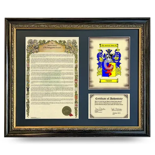 Casser Framed Surname History and Coat of Arms- Heirloom