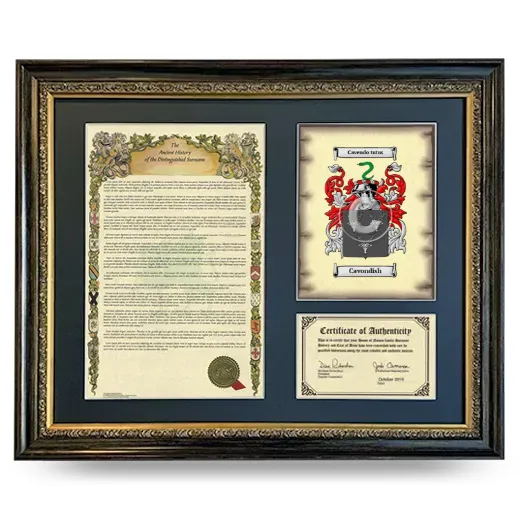 Cavondish Framed Surname History and Coat of Arms- Heirloom